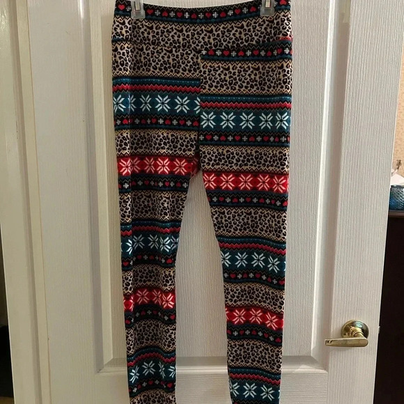 Women's Sweater Fleece Pajama Pants Size LARGE Multicolored EUC - Picture 1 of 4